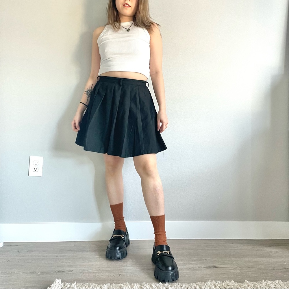 Cotton Black Pleat Skirt